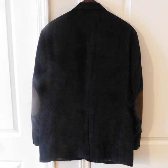 Chaps Men's Blazer (Very Dark) w/ Patched Elbows (Dark Brown) 42 Reg - Picture 2 of 5